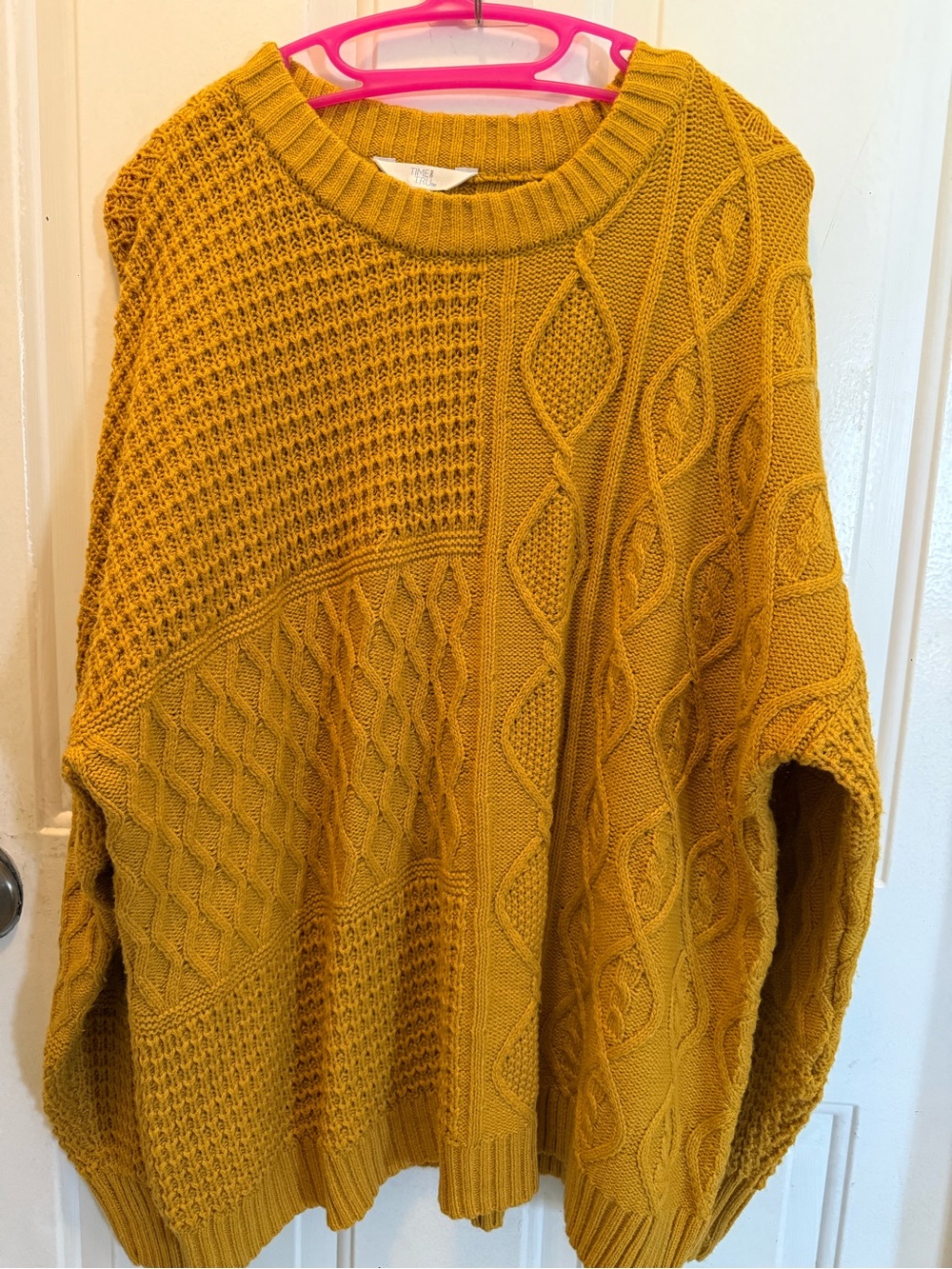 Time and True Mustard Cable Knit Women's Sweater. Size 22 XXL